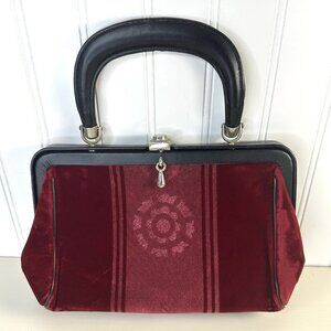 Vintage Doctor Handbag Purse Red Bevilacqua Velvet